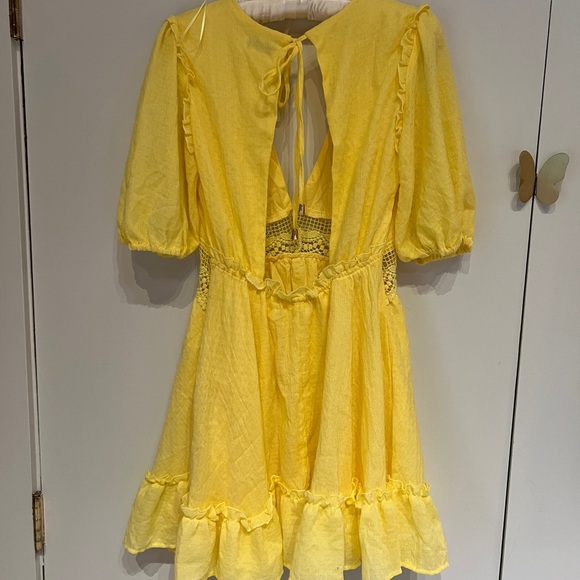 Yellow mini sundress with open back - Picture 3 of 6
